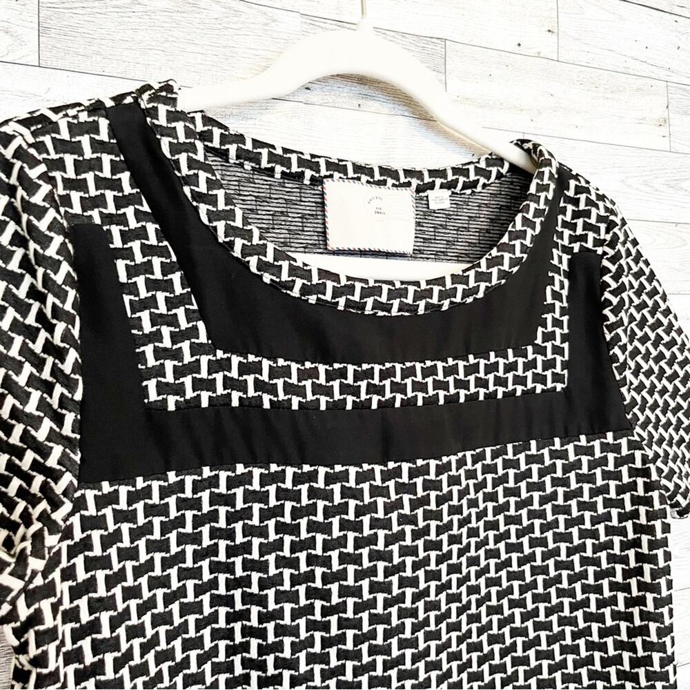 Anthropologie Postmark Basketweave Tunic Top Black White Size Small - Picture 6 of 9